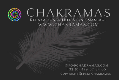 Chakramas Relaxation Massage and Hot Stone Massage Business card and footer image plus copyright sign website